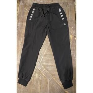 SP Essentials Men's Polyester Joggers Zipper Pockets Black Size L